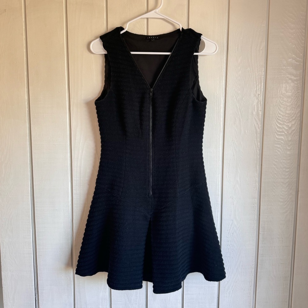 Theory Black Zip Up Dress - Picture 1 of 8